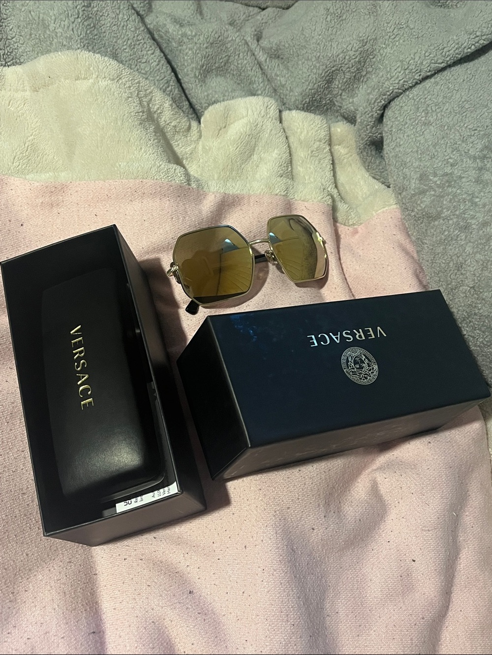 Versace Gold Frame Sunglasses with Yellow Lenses